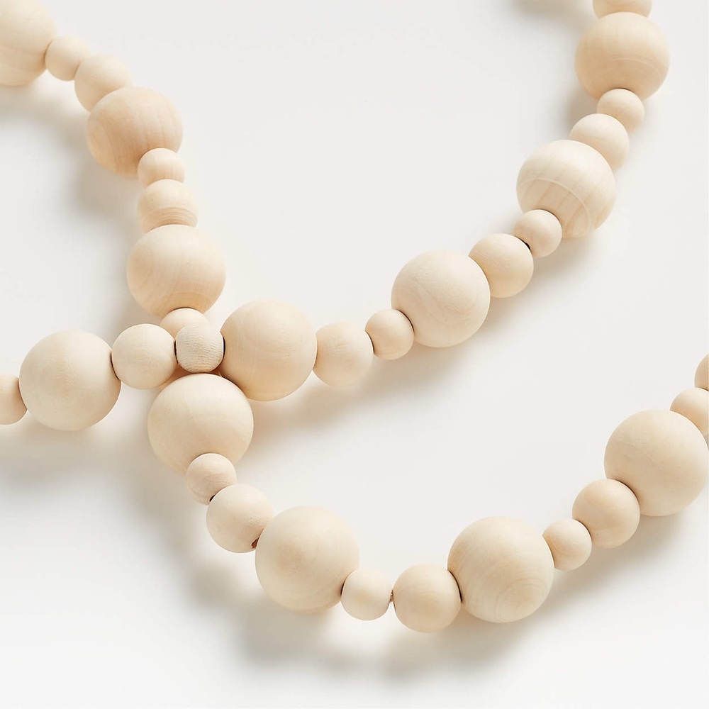 Crate & Barrel Wood Bead Garland 6'